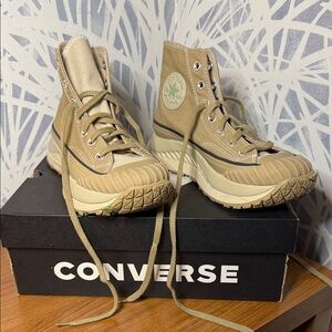 Converse High-Top Sneakers in Beige and Black